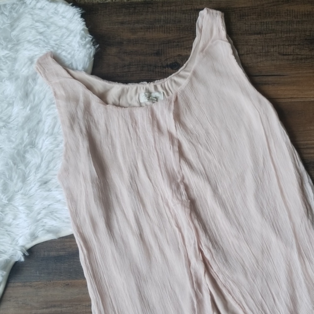 Bellambia Pink Flowy Silk Tank Top Large Boho